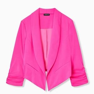 NEON PINK CREPE CUTAWAY BLAZER